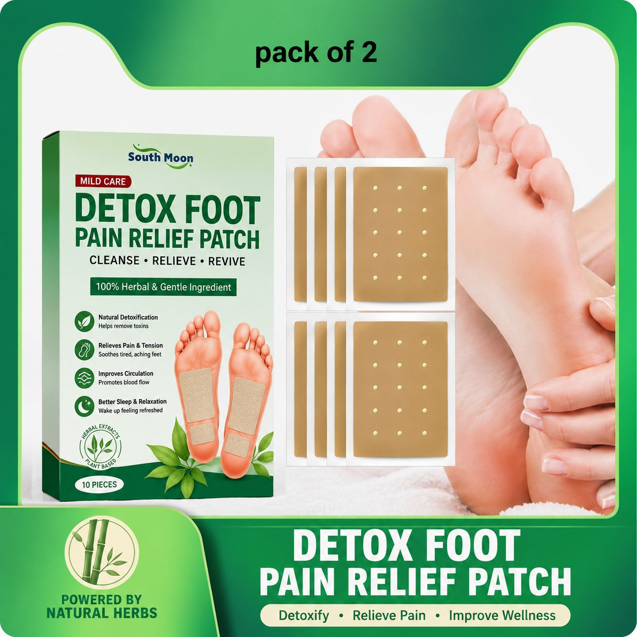 Applying herbal detox foot pad before bed
